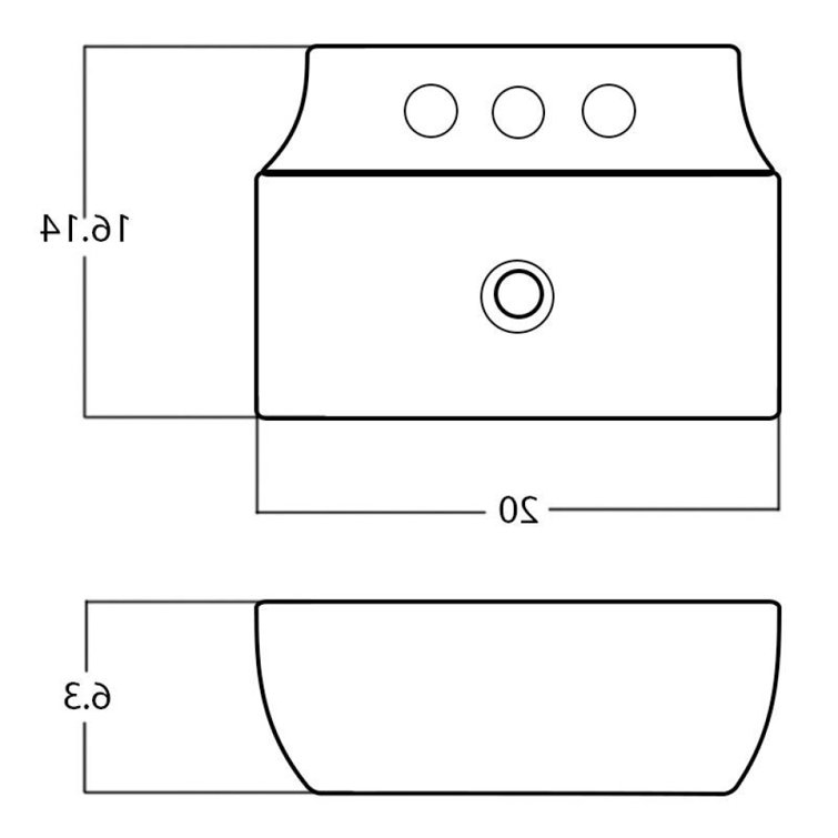 Plumbing N Parts 20'' Enamel Glaze Ceramic Rectangular Vessel Bathroom